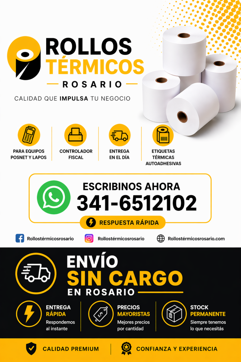 Rollos térmicos en Rosario con envío sin cargo y entrega en el día